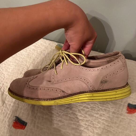 Cole Haan Oxford shoes, Suede Beige Yellow Lace Up, size 8.5 - Picture 5 of 9